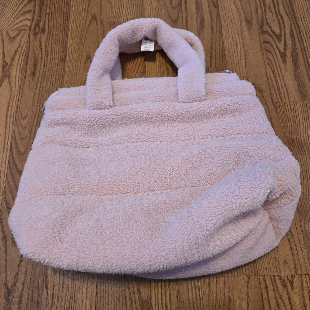Victorias Secret Blush Pink Tote Bag Fuzy Sherpa Shopper Handbag Baby Pink New - Picture 11 of 11